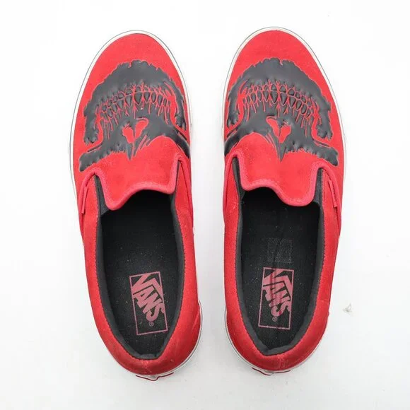 Vans Classic Slip On Jawbones Men's Size 10 Black Red Athletic Sneakers - Picture 9 of 9